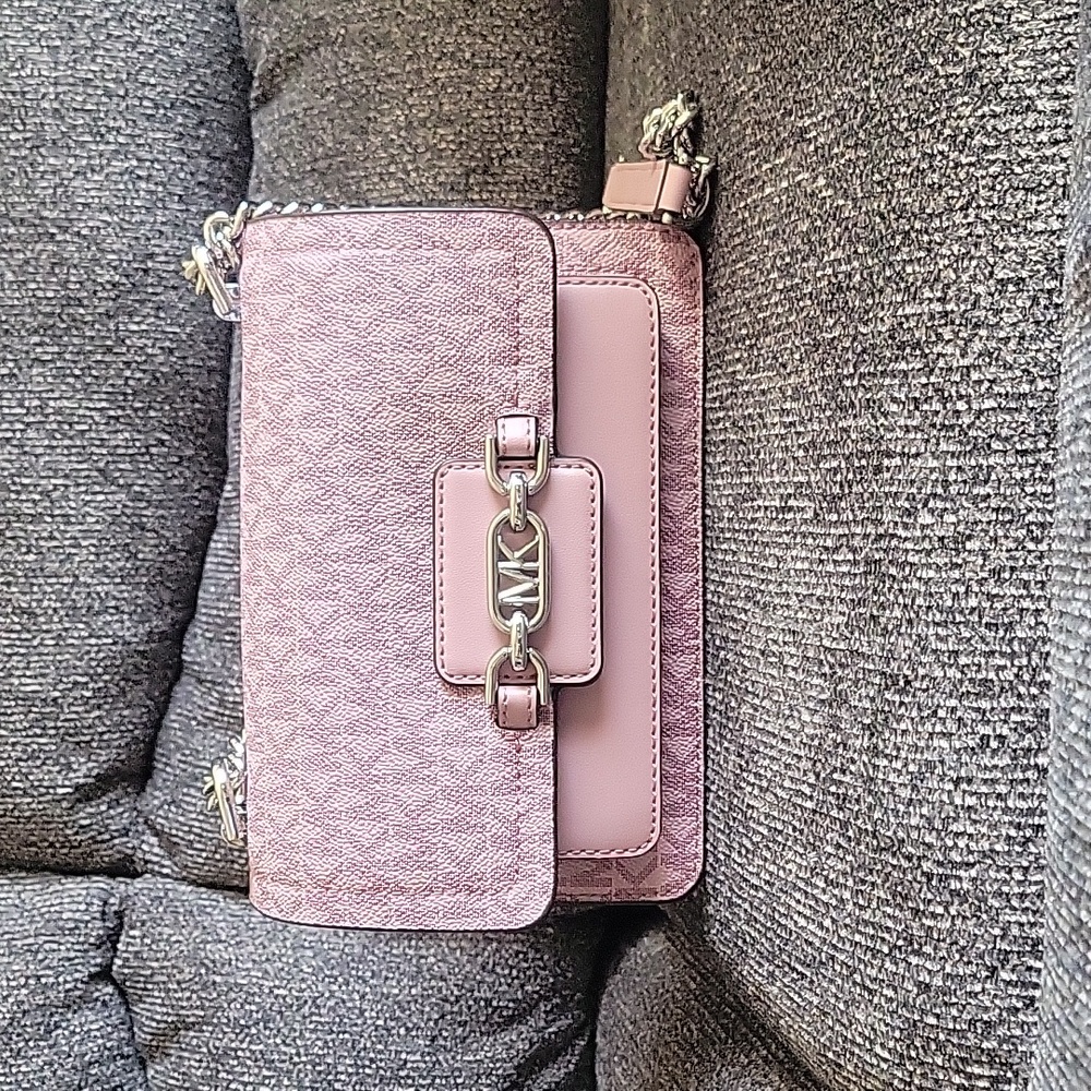 💖💜Michael Kors extra-small logo crossbody bag (royal pink) w/adjustable straps